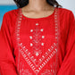 Kaajh Women's Red Embroidered Silk Kurta Sharara Set With Kota Doria Dupatta | Swadesiicart