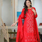 Kaajh Women's Red Embroidered Silk Kurta Sharara Set With Kota Doria Dupatta | Swadesiicart