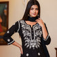 Kaajh Women's Black Lucknow Chikankari Kurta Set With Pant and Dupatta | Swadesiicart