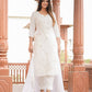Kaajh Women's Off White Lucknow Chikankari Cotton Kurta Set With Dupatta | Swadesiicart