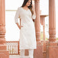Kaajh Women's Off White Lucknow Chikankari Cotton Kurta Set With Dupatta | Swadesiicart