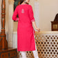 Kaajh Women's Pink Hand Embroidered Lucknow Chikankari Kurta Set With Dupatta | Swadesiicart