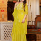 Kaajh Women's Mustard Lucknow Chikankari Kurta Pant Set With Dupatta | Swadesiicart
