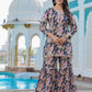 Kaajh Women's Grey Floral Printed Kurta With Sharara | Swadesiicart