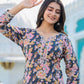 Kaajh Women's Grey Floral Printed Kurta With Sharara | Swadesiicart