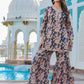 Kaajh Women's Grey Floral Printed Kurta With Sharara | Swadesiicart