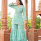 Kaajh Women's Green Floral Printed Kurta With Sharara | Swadesiicart