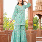 Kaajh Women's Green Floral Printed Kurta With Sharara | Swadesiicart