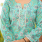 Kaajh Women's Green Floral Printed Kurta With Sharara | Swadesiicart