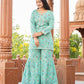 Kaajh Women's Green Floral Printed Kurta With Sharara | Swadesiicart