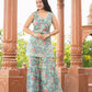 Kaajh Women's Turquoise Floral Printed Kurta With Sharara | Swadesiicart