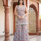 Kaajh Women's Sky Blue Floral Printed Kurta With Sharara | Swadesiicart