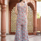 Kaajh Women's Sky Blue Floral Printed Kurta With Sharara | Swadesiicart