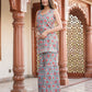 Kaajh Women's Sky Blue Floral Printed Kurta With Sharara | Swadesiicart