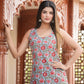 Kaajh Women's Sky Blue Floral Printed Kurta With Sharara | Swadesiicart