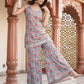 Kaajh Women's Sky Blue Floral Printed Kurta With Sharara | Swadesiicart