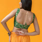 Amodini Designer Studio Women's Banarsi Brocade Sleeveless Green Blouse
