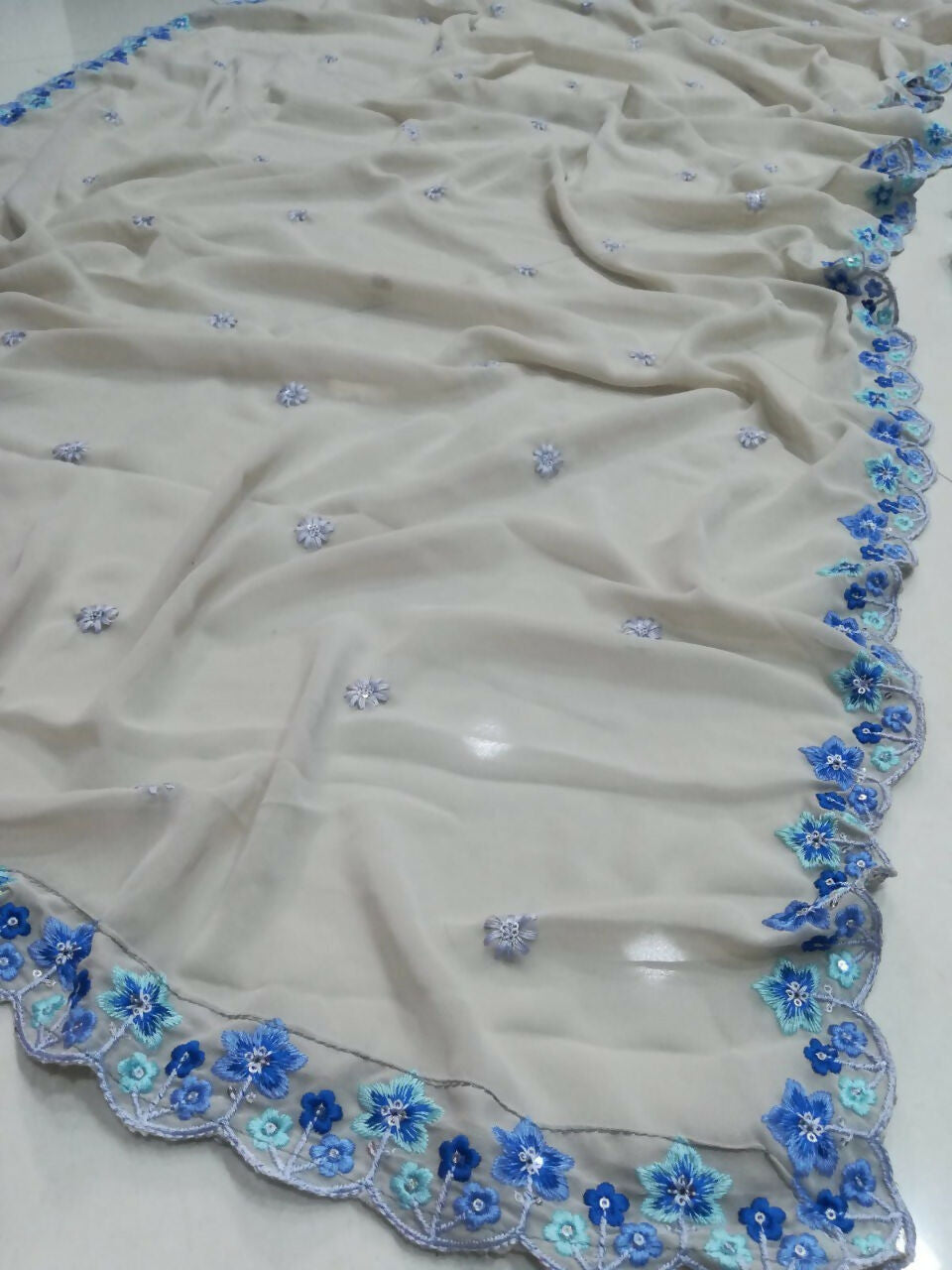 Jyoti Fashion Premium Sky Blue Faux Georgette 3MM Sequins with Thread & Jari Embroidery Lehenga Choli with Dupatta | Swadesiicart