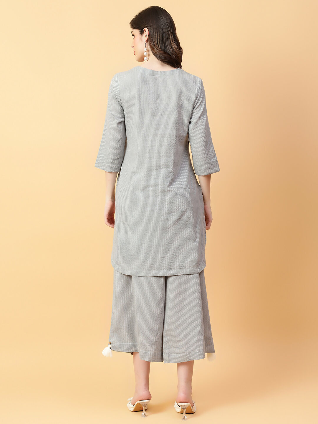 Joban Fashion Grey Cotton Khatha & Hand Work Co-ord Set - Swadesiicart