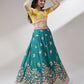 House of Panchhi Teal Pure Georgette Sequinse Work Lehenga & Blouse with Dupatta | Swadesiicart