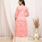 FIORRA Women's Floral Printed Peach Cotton Straight Kurta - Swadesiicart