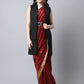 Even Apparels Black Polywool Open Front Women's Long Coat | Swadesiicart