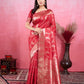 Vedant Vastram Banarasi Silk Fashion Saree - Red | Swadesiicart