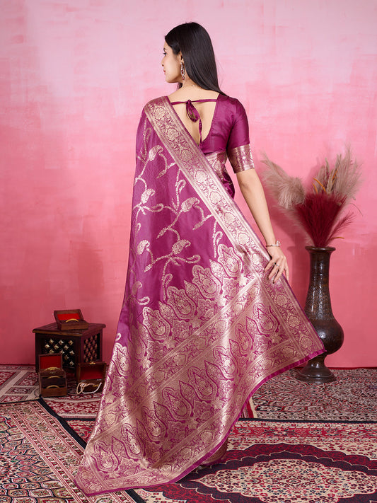 Vedant Vastram Banarasi Silk Fashion Saree - Wine | Swadesiicart
