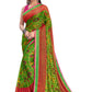 Vamika Green & Pink Designer Chiffon Brasso Saree With Exclusive Banarasi Lace | Swadesiicart