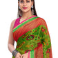 Vamika Green & Pink Designer Chiffon Brasso Saree With Exclusive Banarasi Lace | Swadesiicart