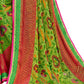 Vamika Green & Pink Designer Chiffon Brasso Saree With Exclusive Banarasi Lace | Swadesiicart