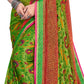 Vamika Green & Pink Designer Chiffon Brasso Saree With Exclusive Banarasi Lace | Swadesiicart