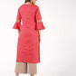 Aniyah Cotton Criss Cross Bell Sleeves Peach Straight Kurta (AN-142K) - Swadesiicart