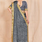 Vamika Grey Designer Cadbury Chiffon Banarasi Lace Saree | Swadesiicart