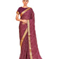 Vamika Wine Designer Cadbury Chiffon Banarasi Lace Saree | Swadesiicart
