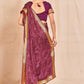 Vamika Wine Designer Cadbury Chiffon Banarasi Lace Saree | Swadesiicart