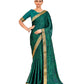 Vamika Rama Green Designer Cadbury Chiffon Banarasi Lace Saree | Swadesiicart