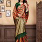 Vedant Vastram Litchi Silk Designer Banarasi Saree - Bottle Green | Swadesiicart