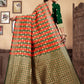 Vedant Vastram Litchi Silk Designer Banarasi Saree - Bottle Green | Swadesiicart