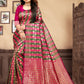 Vedant Vastram Litchi Silk Designer Banarasi Saree - Magenta | Swadesiicart