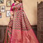 Vedant Vastram Litchi Silk Designer Banarasi Saree - Magenta | Swadesiicart