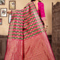 Vedant Vastram Litchi Silk Designer Banarasi Saree - Magenta | Swadesiicart