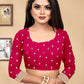 Vedant Vastram Litchi Silk Designer Banarasi Saree - Magenta | Swadesiicart