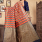 Vedant Vastram Litchi Silk Designer Banarasi Saree - Navy Blue | Swadesiicart