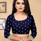 Vedant Vastram Litchi Silk Designer Banarasi Saree - Navy Blue | Swadesiicart