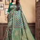 Vedant Vastram Litchi Silk Designer Banarasi Saree - Rama | Swadesiicart