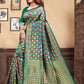 Vedant Vastram Litchi Silk Designer Banarasi Saree - Rama | Swadesiicart