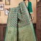 Vedant Vastram Litchi Silk Designer Banarasi Saree - Rama | Swadesiicart