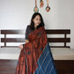 Arfa Fashion House Brick Dual Tone Silk Digital Printed Saree