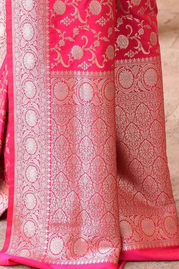Joban Fashion Hot Pink Soft Pure Handloom Banarasi Silk Saree | Swadesiicart